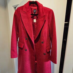 NWT Gap Chesterfield Coat Women's size XS NEW RED WOOL TRENCHCOAT